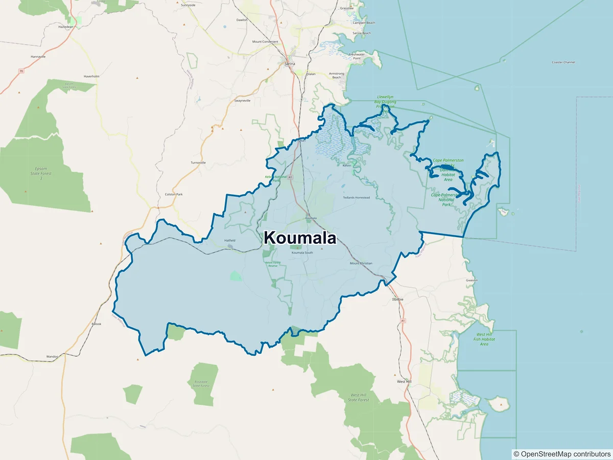 Map of Koumala, QLD, Australia
