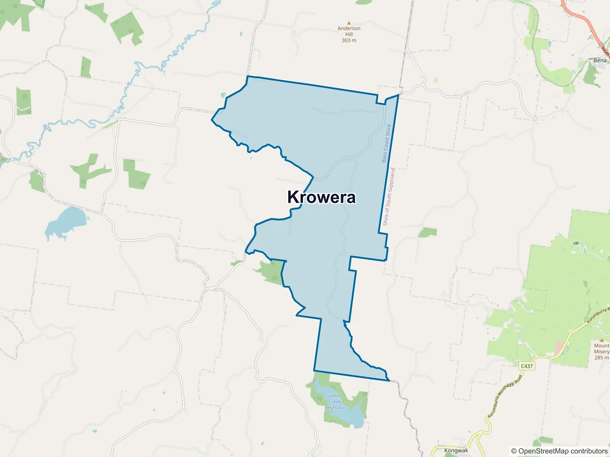 Map of Krowera, VIC, Australia