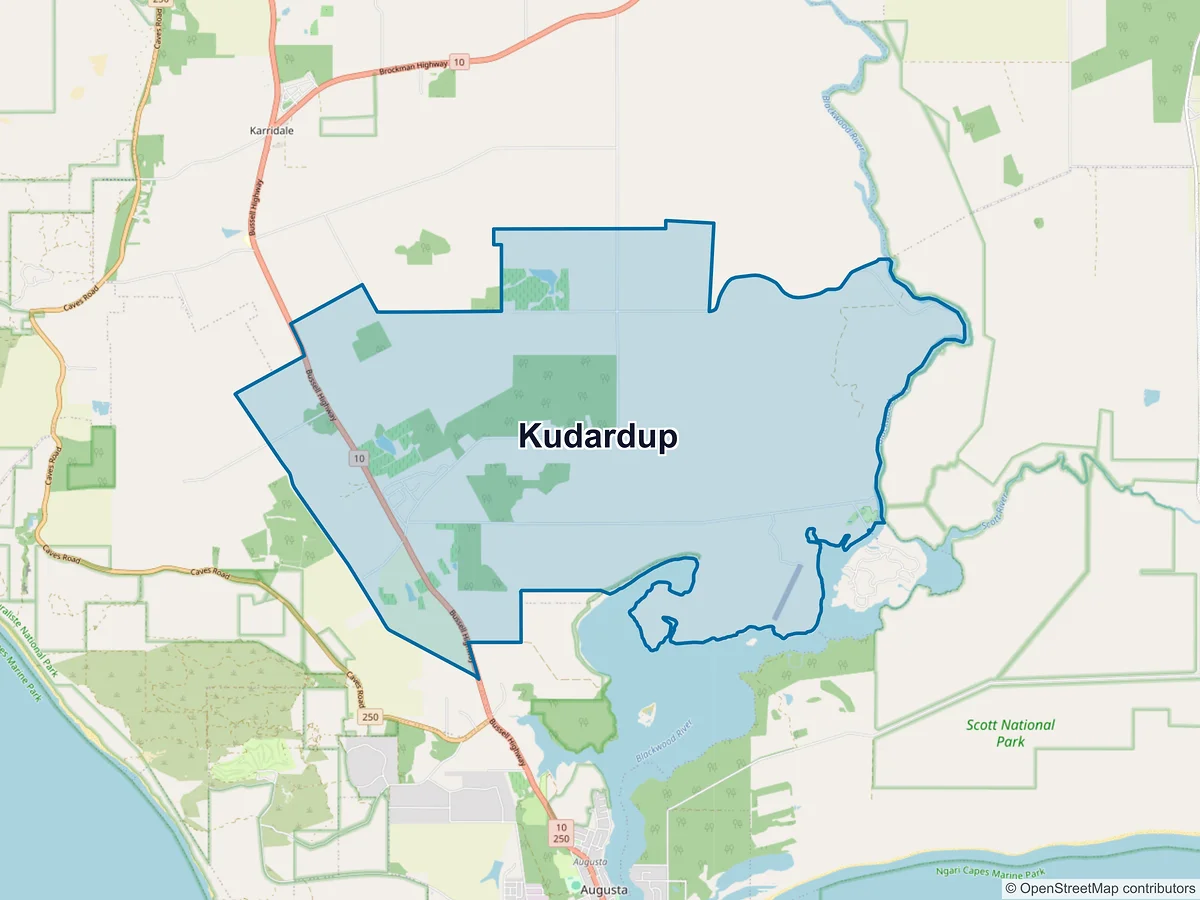 Map of Kudardup, WA, Australia