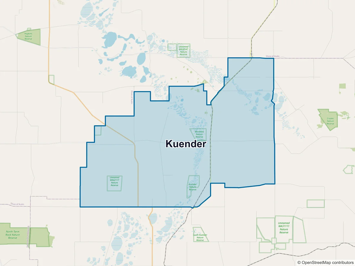 Map of Kuender, WA, Australia