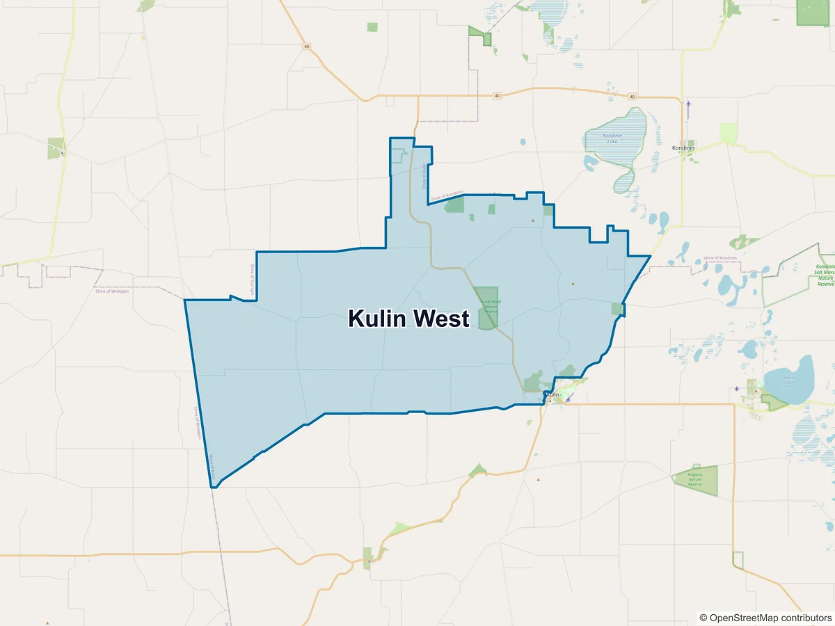 Map of Kulin West, WA, Australia