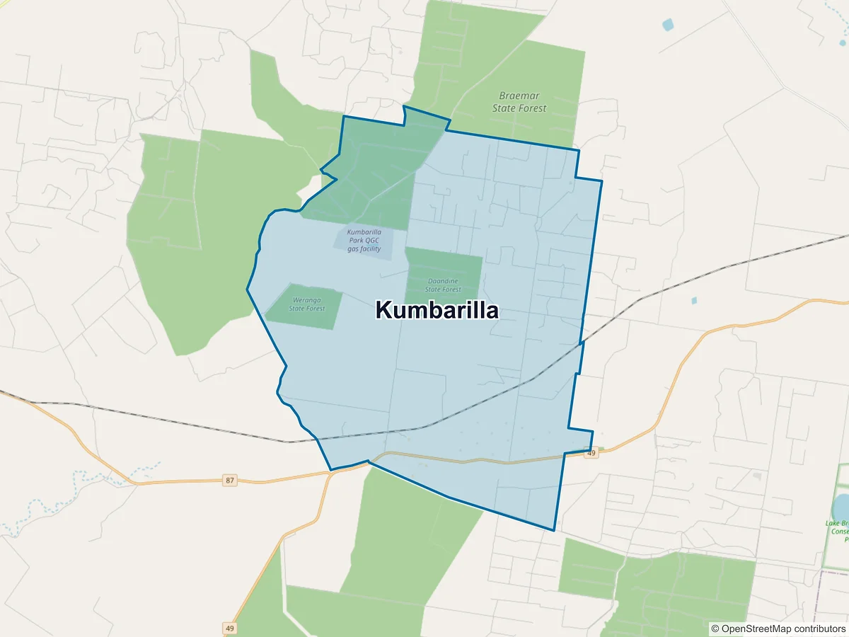 Map of Kumbarilla, QLD, Australia
