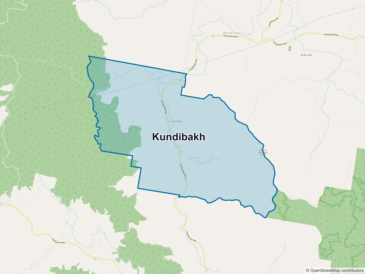 Map of Kundibakh, NSW, Australia