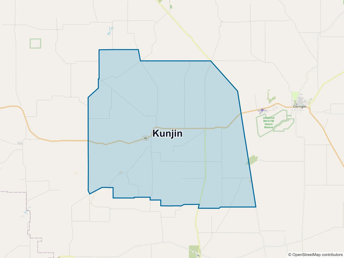 Map of Kunjin, WA, Australia