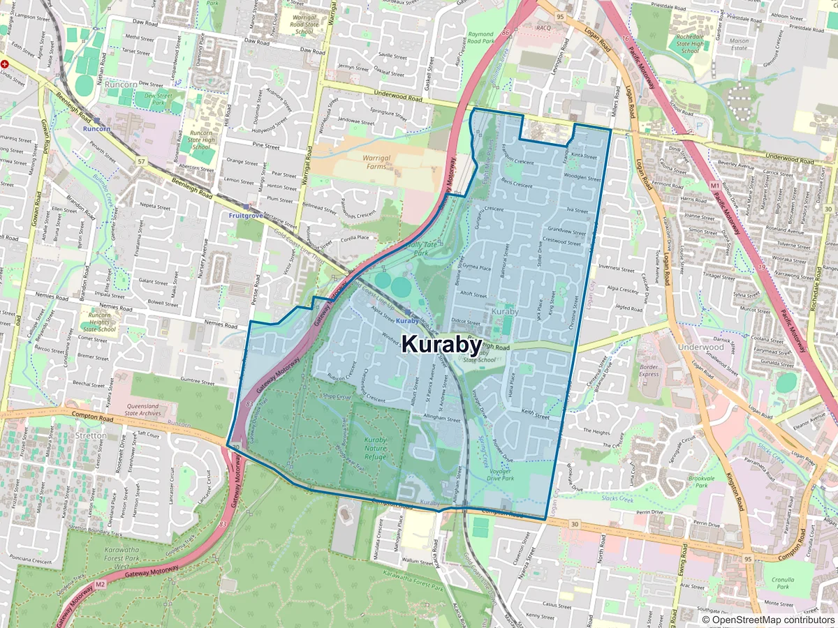 Map of Kuraby, QLD, Australia