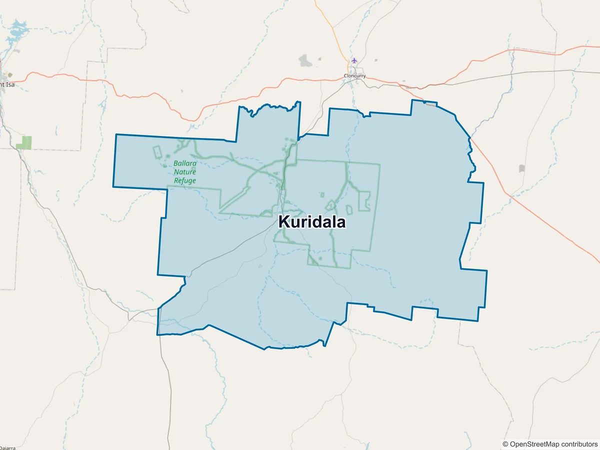 Map of Kuridala, QLD, Australia