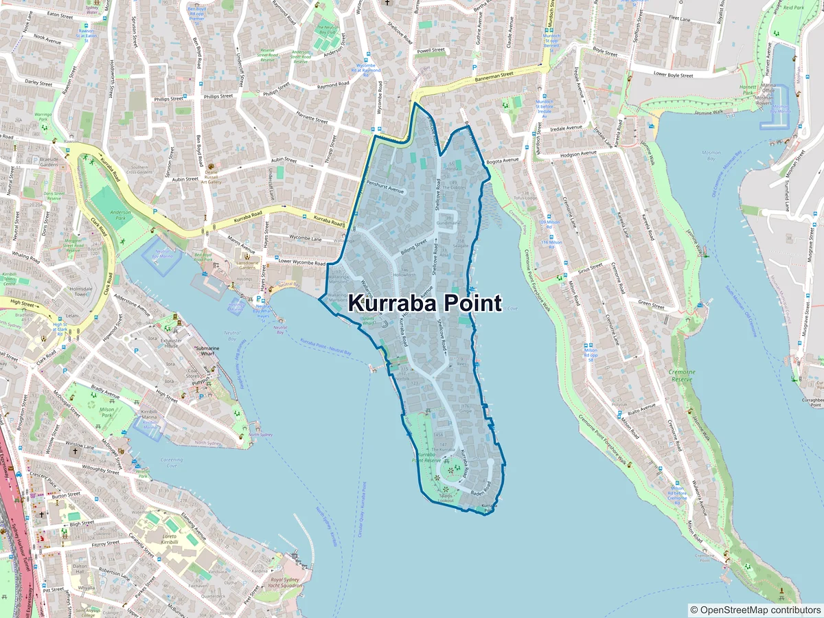 Map of Kurraba Point, NSW, Australia