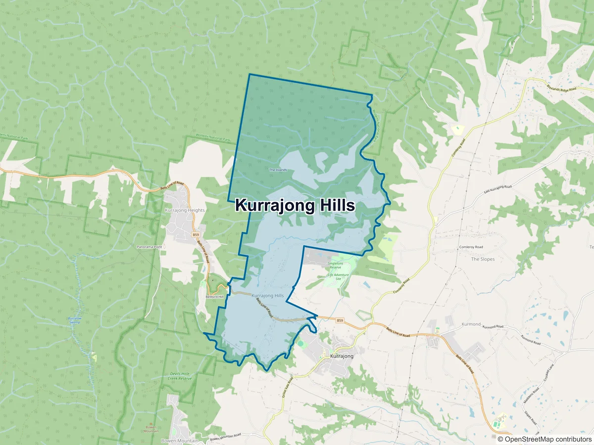Map of Kurrajong Hills, NSW, Australia