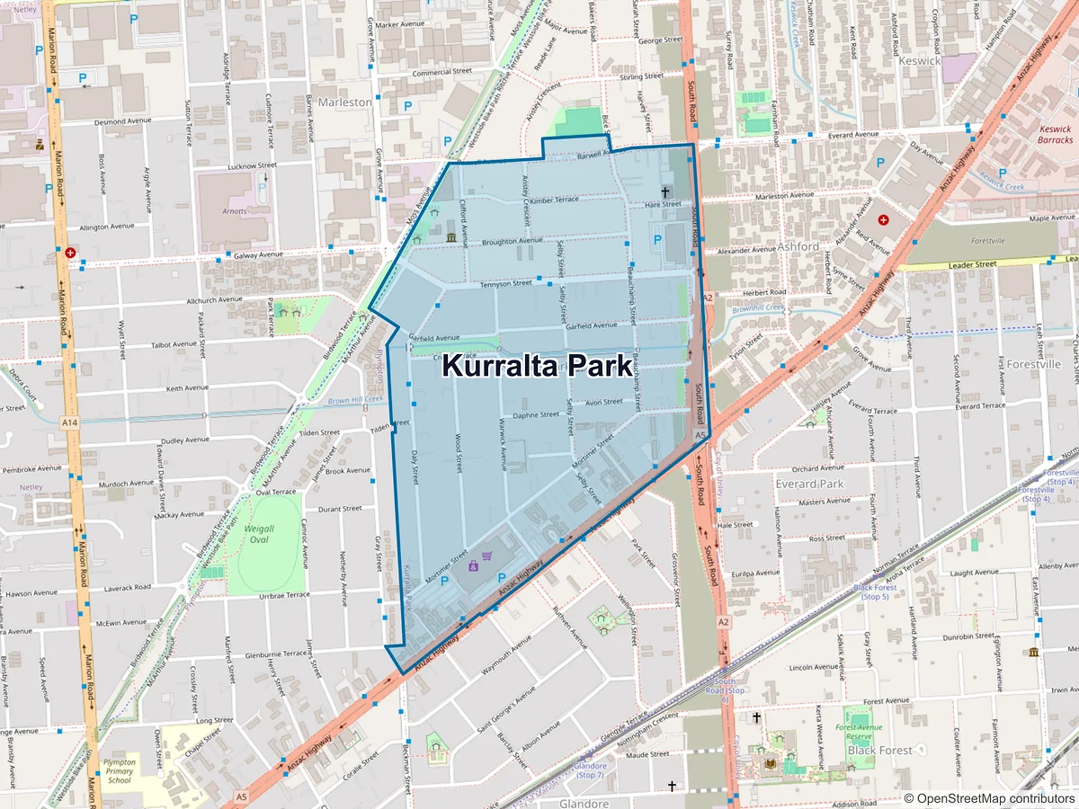 Map of Kurralta Park, SA, Australia