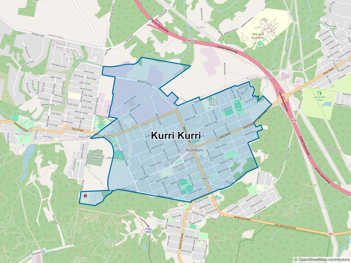 Map of Kurri Kurri, NSW, Australia