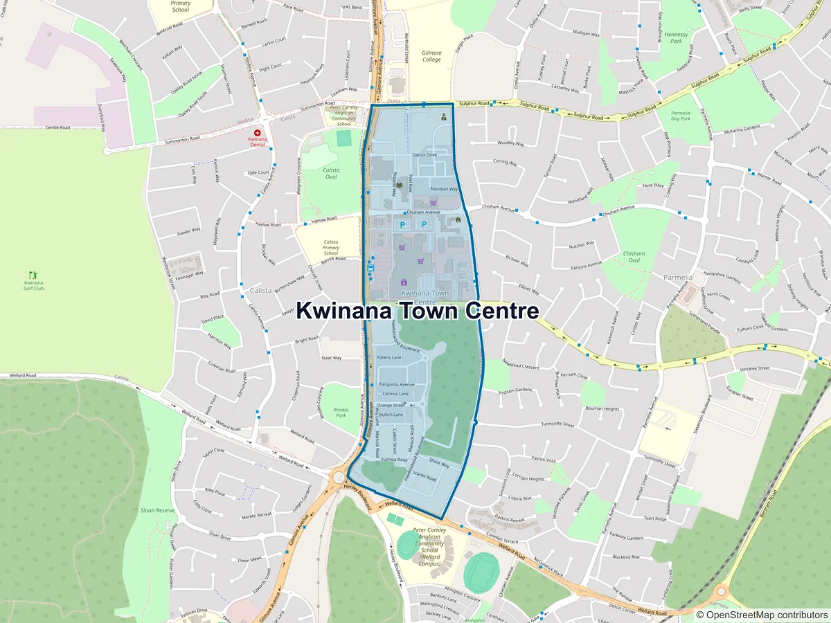 Map of Kwinana Town Centre, WA, Australia