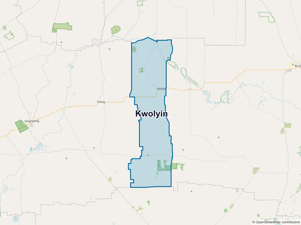 Map of Kwolyin, WA, Australia