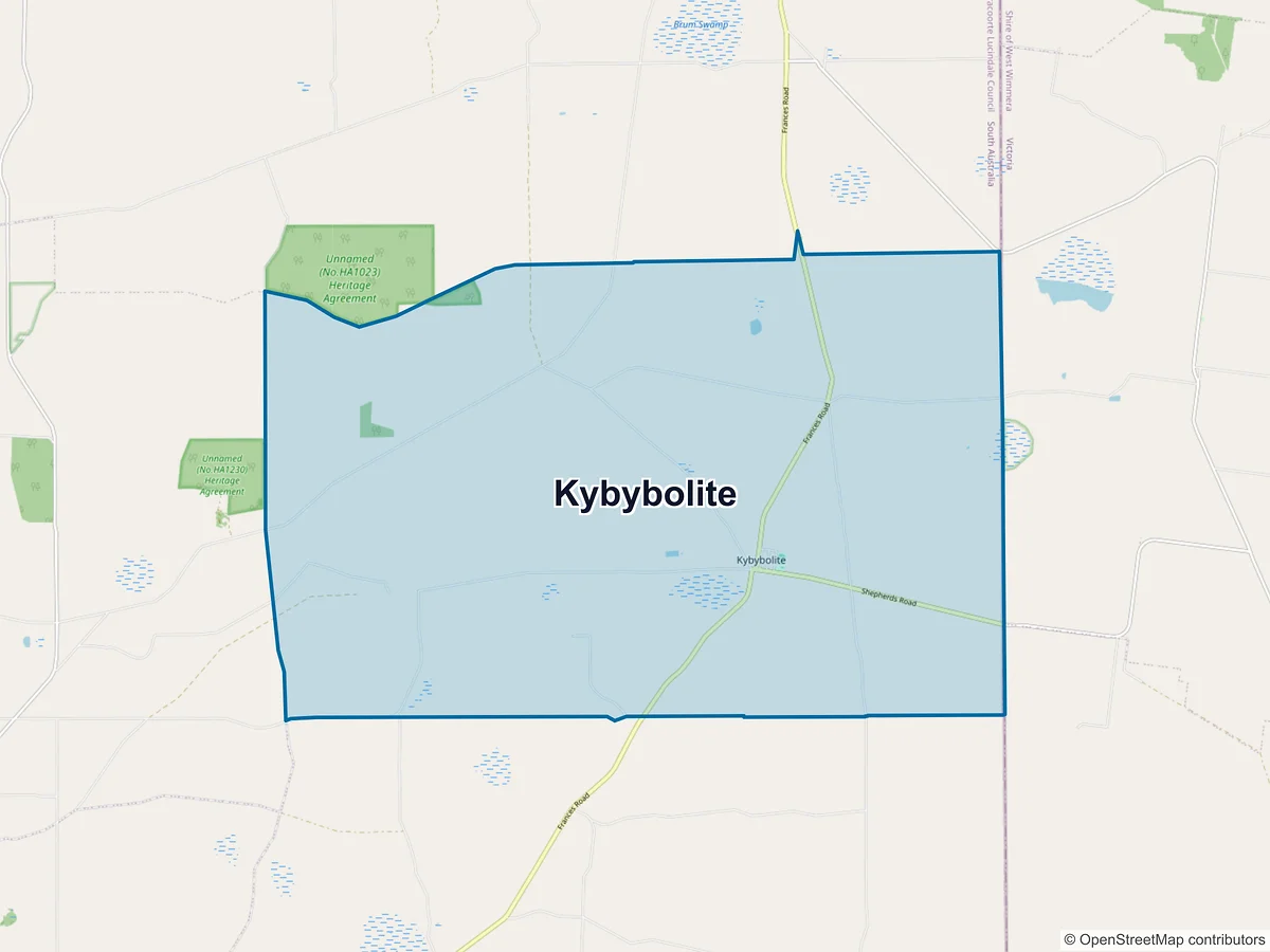 Map of Kybybolite, SA, Australia