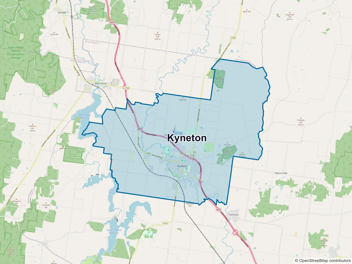 Map of Kyneton, VIC, Australia