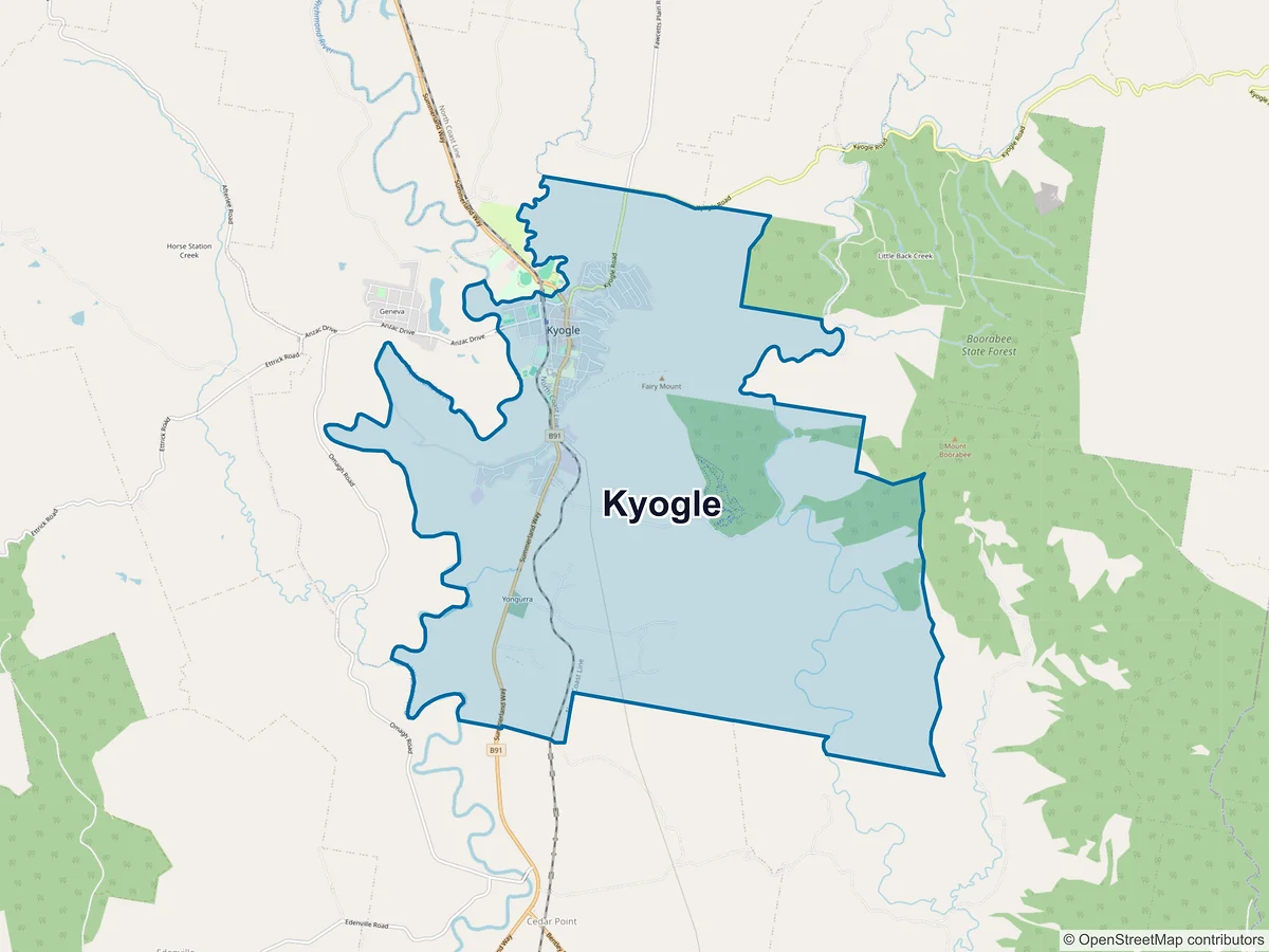 Map of Kyogle, NSW, Australia
