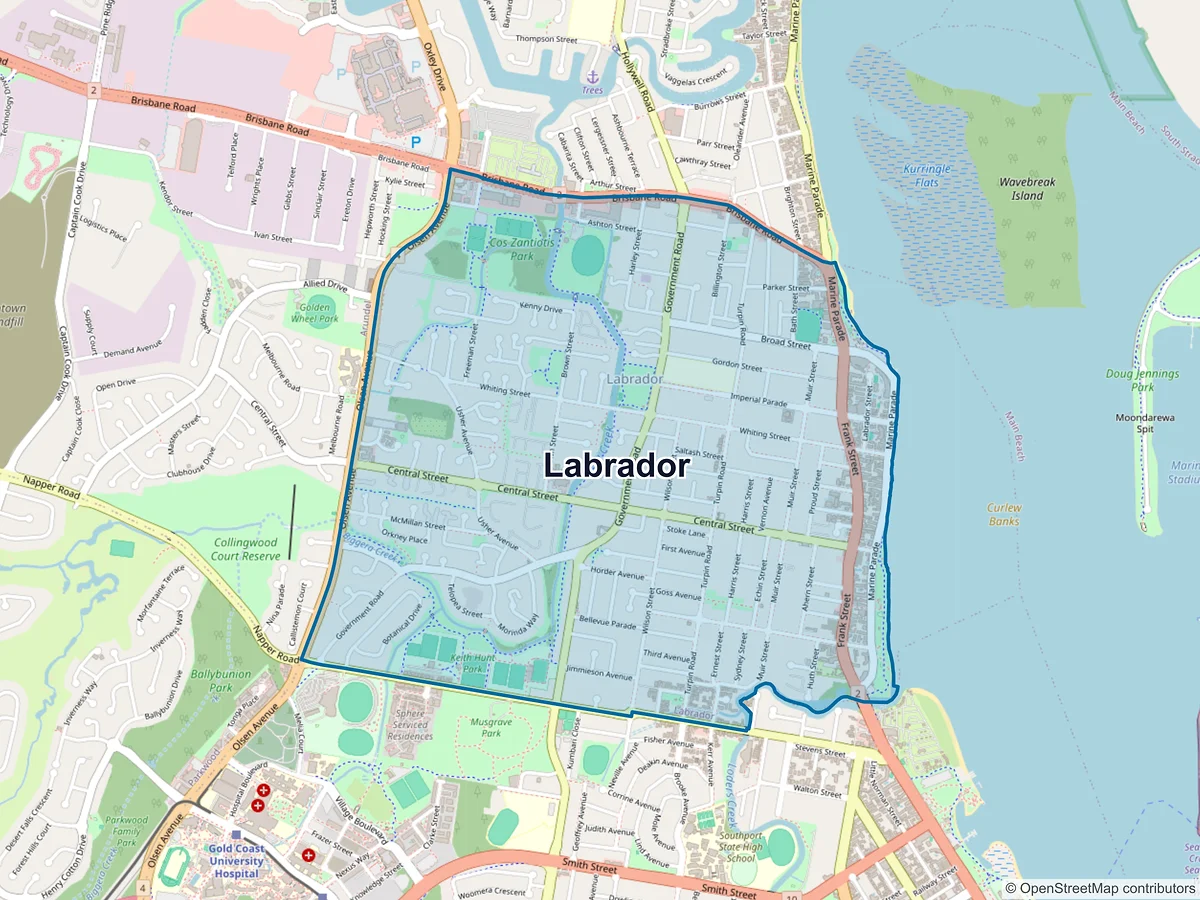 Map of Labrador, QLD, Australia