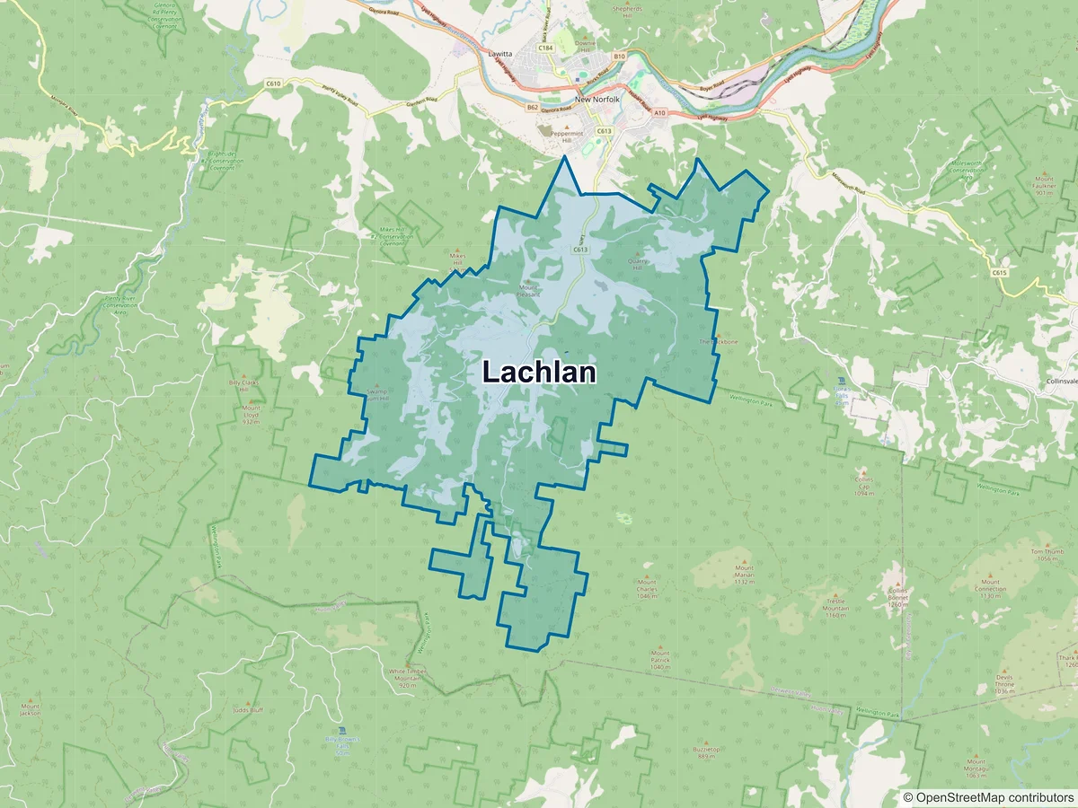 Map of Lachlan, TAS, Australia