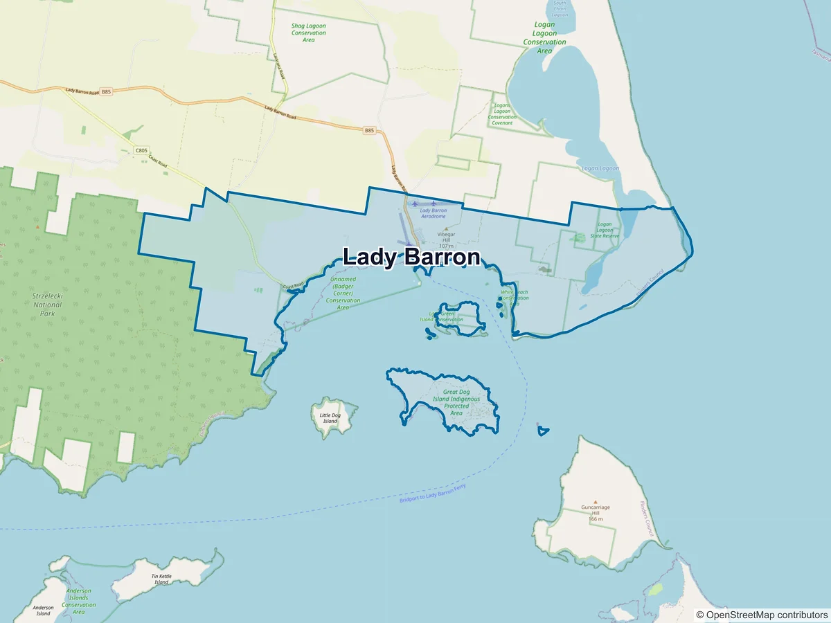 Map of Lady Barron, TAS, Australia