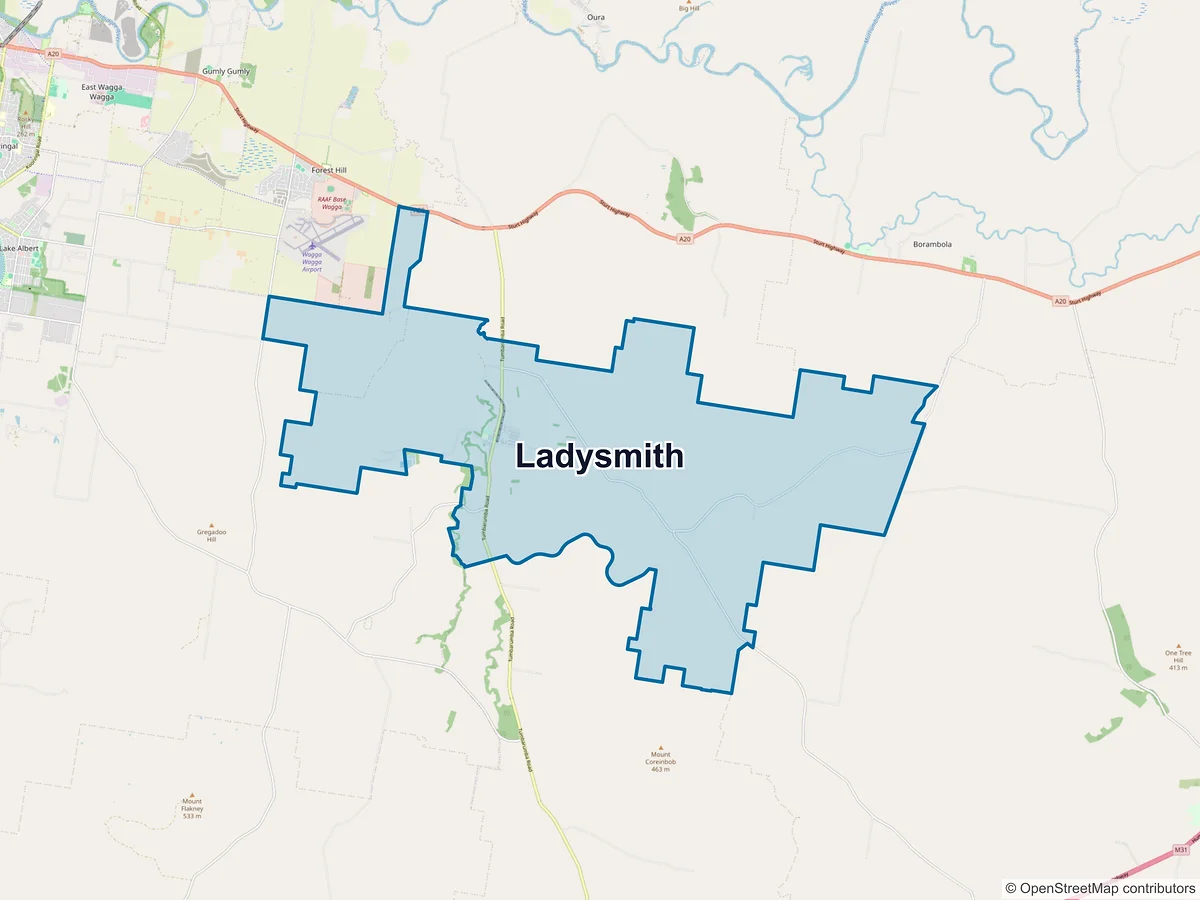 Map of Ladysmith, NSW, Australia