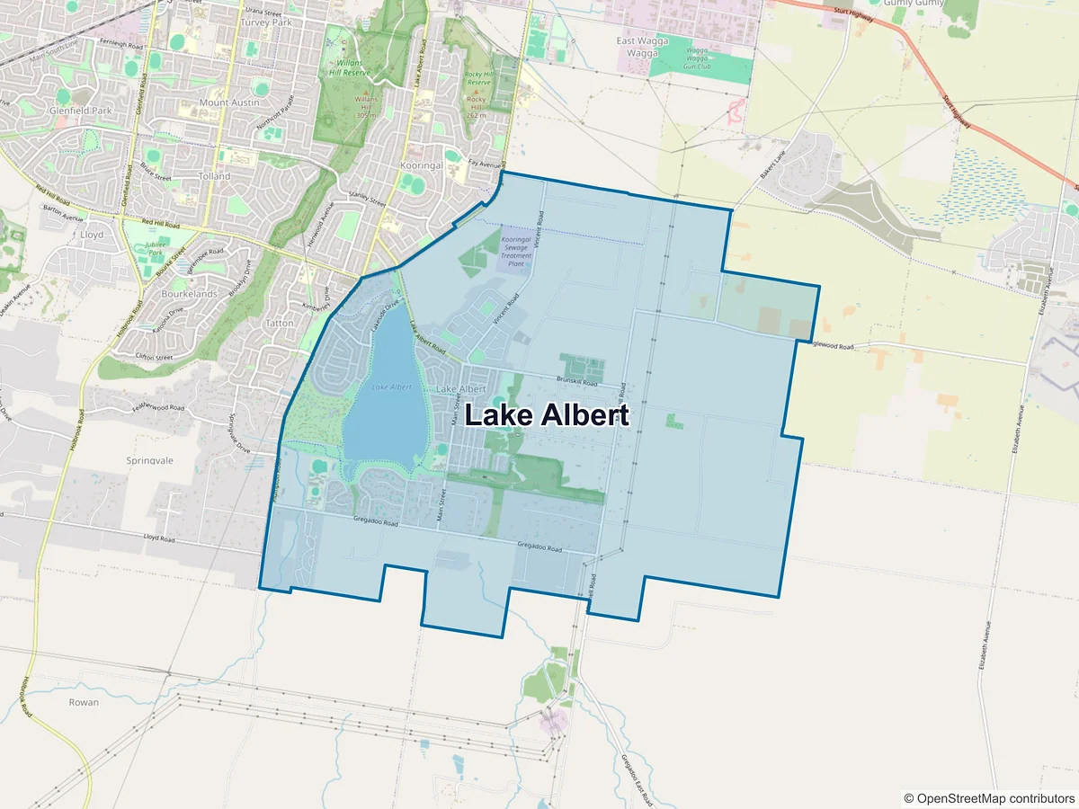 Map of Lake Albert, NSW, Australia