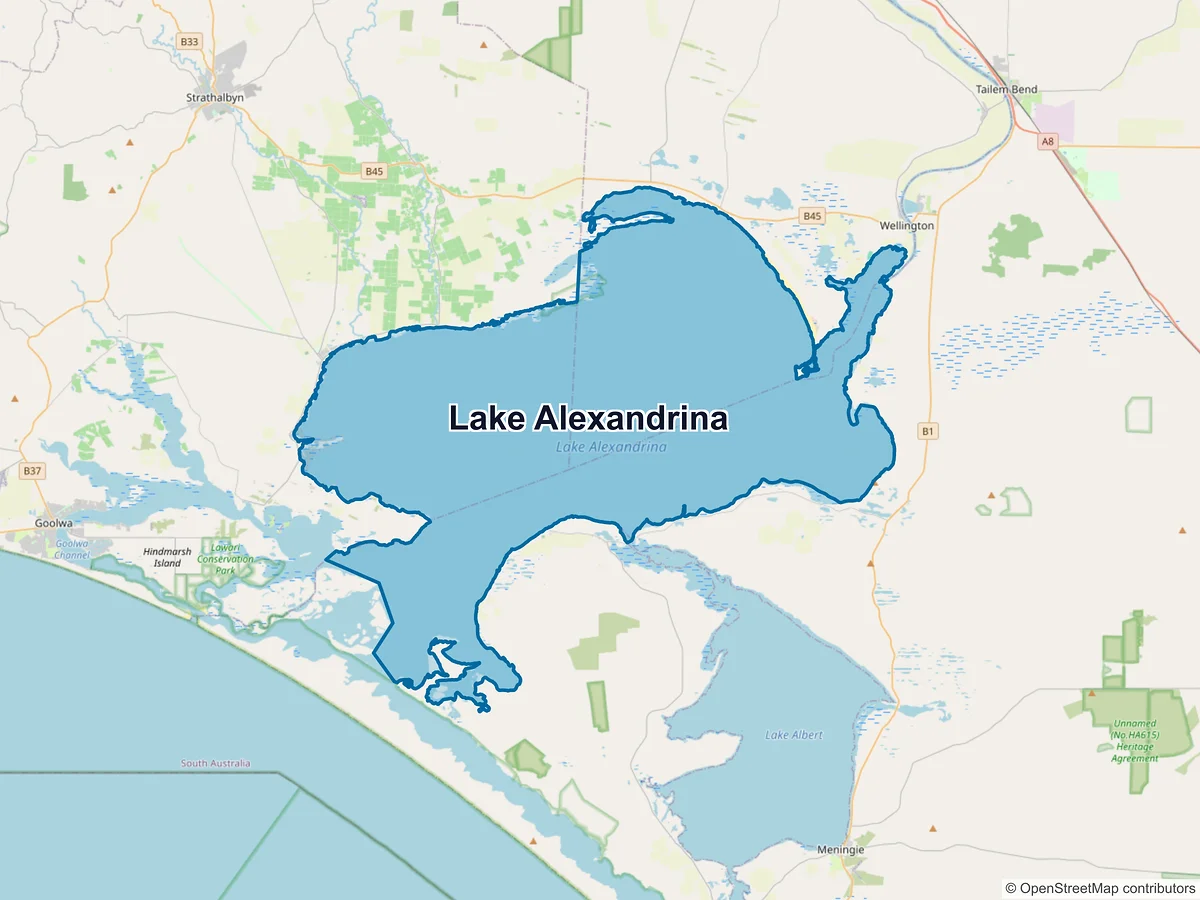 Map of Lake Alexandrina, SA, Australia