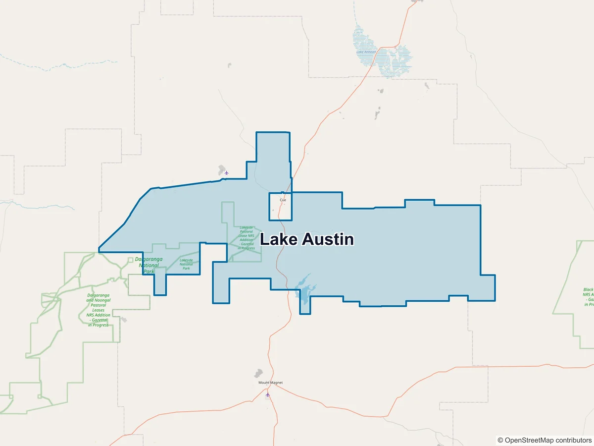 Map of Lake Austin, WA, Australia