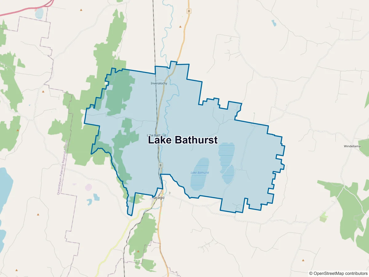 Map of Lake Bathurst, NSW, Australia