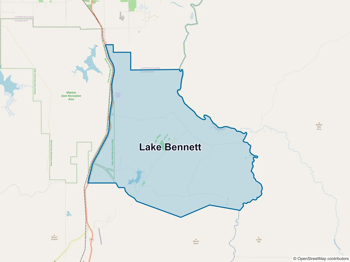 Map of Lake Bennett, NT, Australia