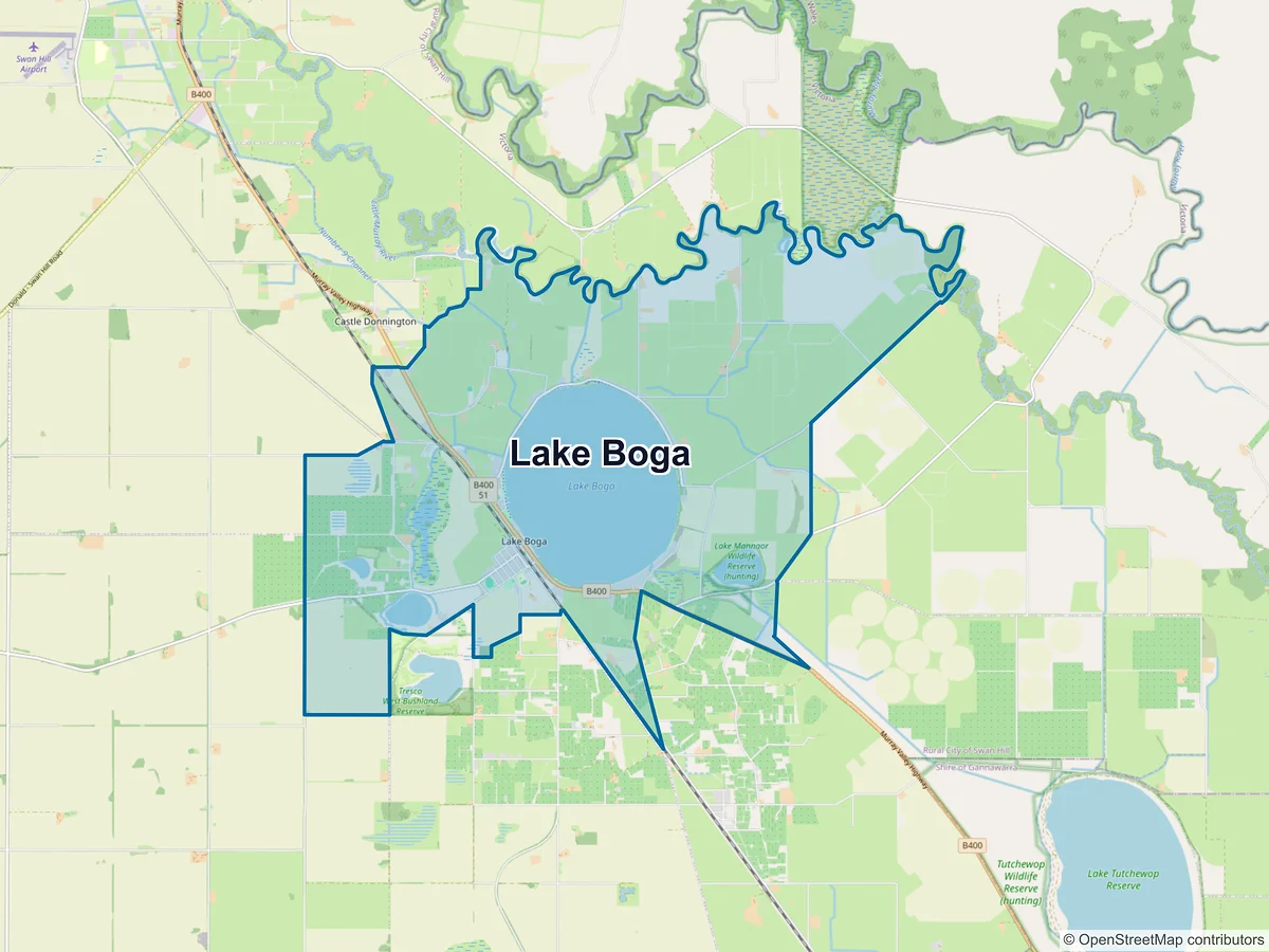 Map of Lake Boga, VIC, Australia