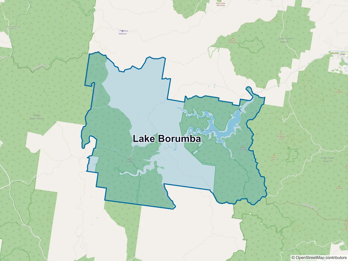 Map of Lake Borumba, QLD, Australia