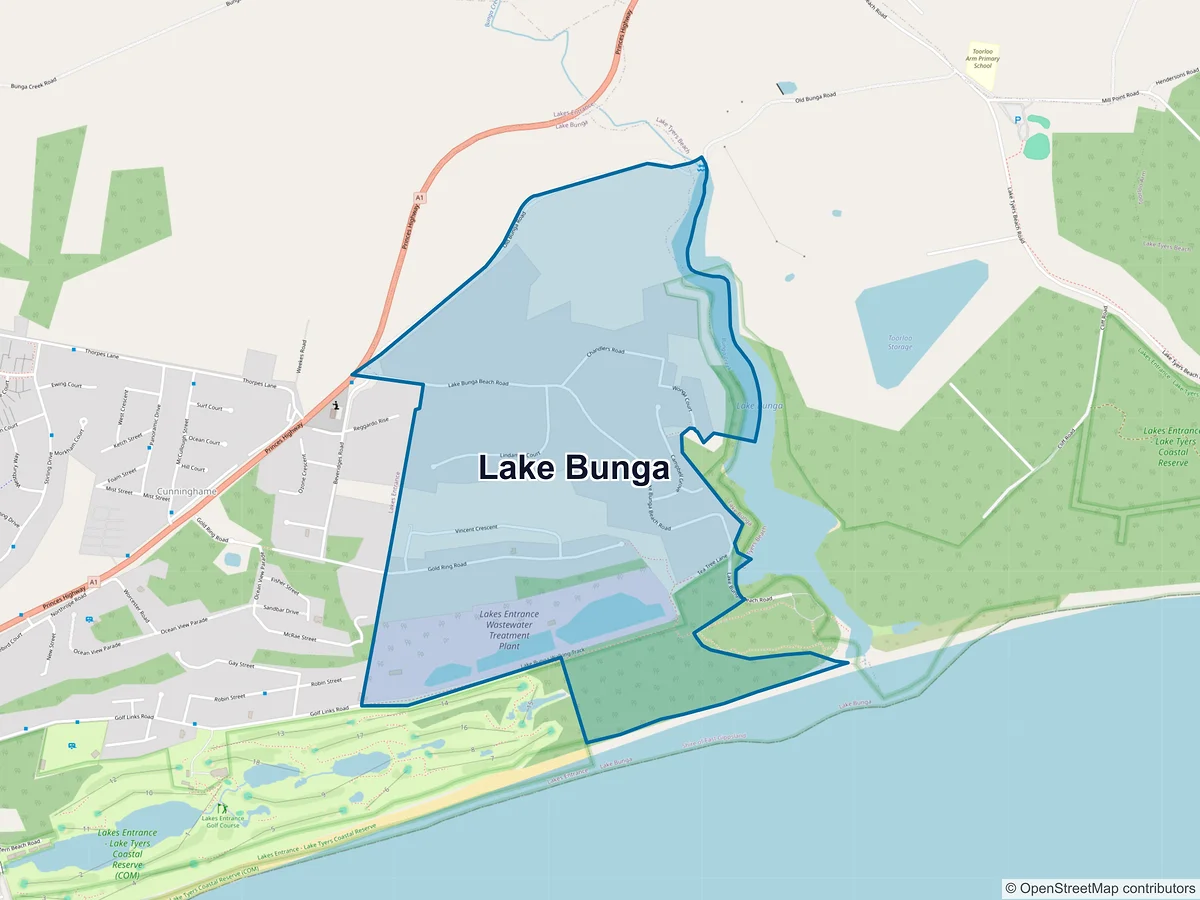 Map of Lake Bunga, VIC, Australia