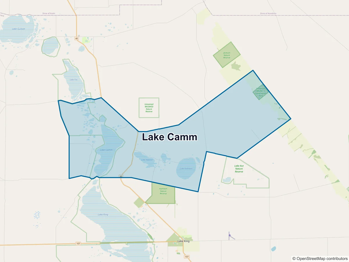 Map of Lake Camm, WA, Australia