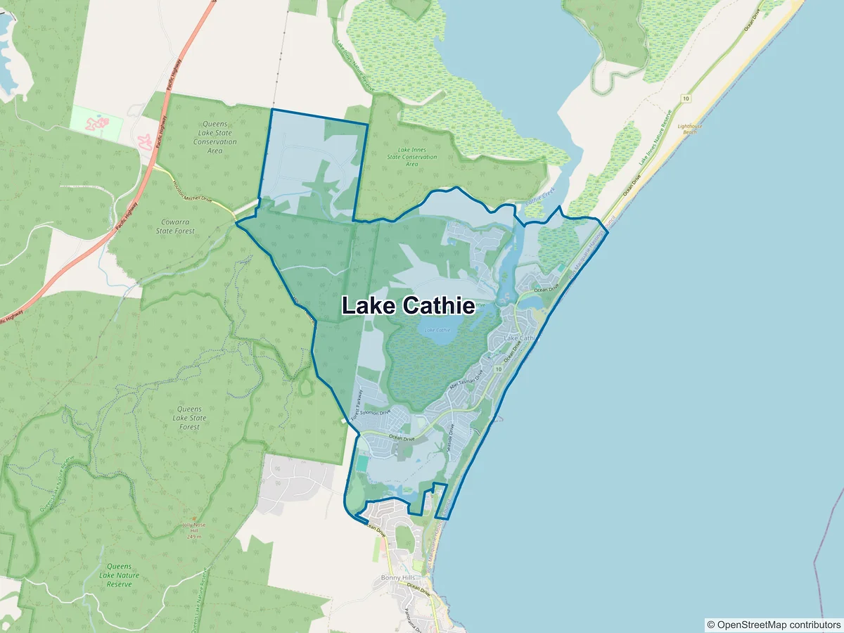 Map of Lake Cathie, NSW, Australia
