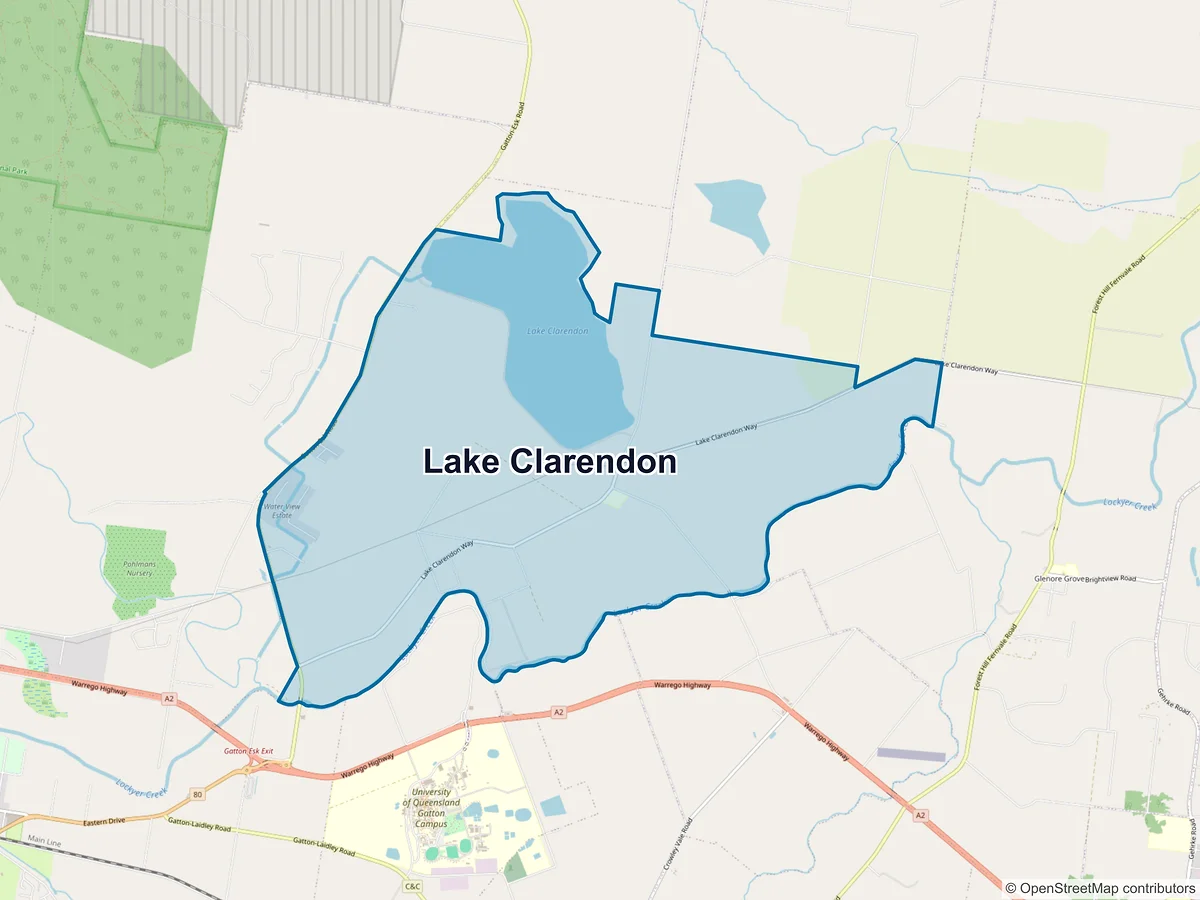 Map of Lake Clarendon, QLD, Australia