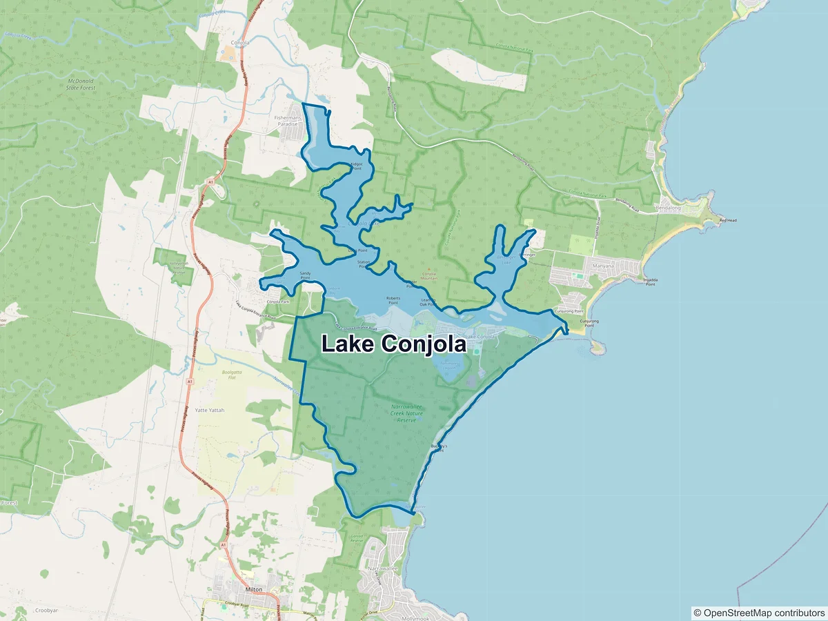 Map of Lake Conjola, NSW, Australia