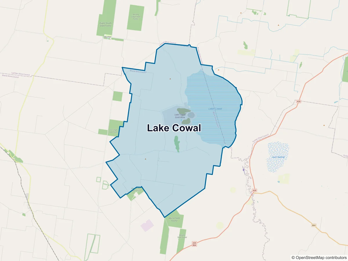 Map of Lake Cowal, NSW, Australia