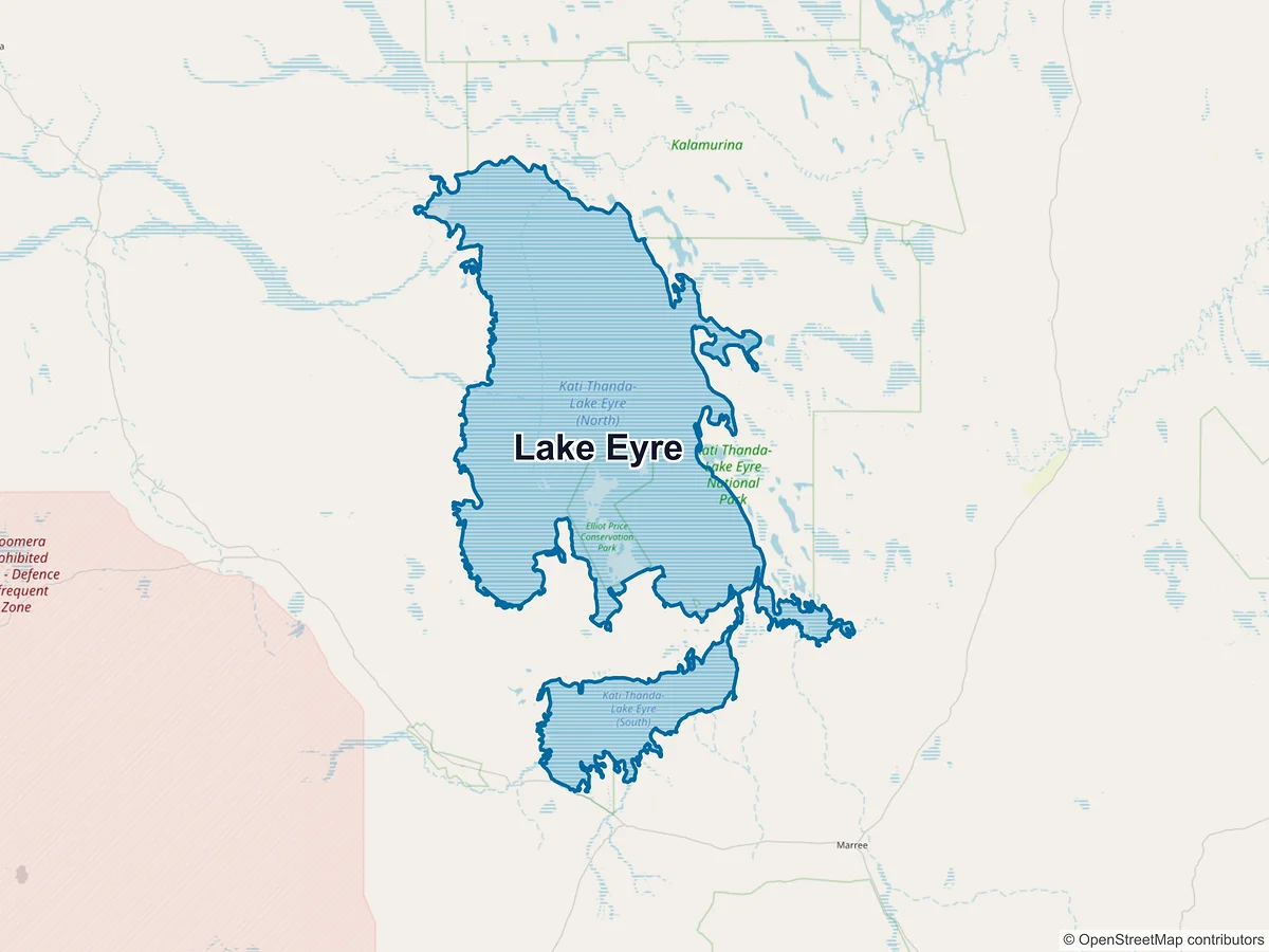 Map of Lake Eyre, SA, Australia