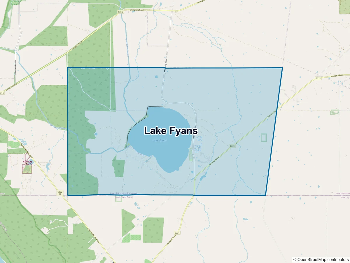 Map of Lake Fyans, VIC, Australia