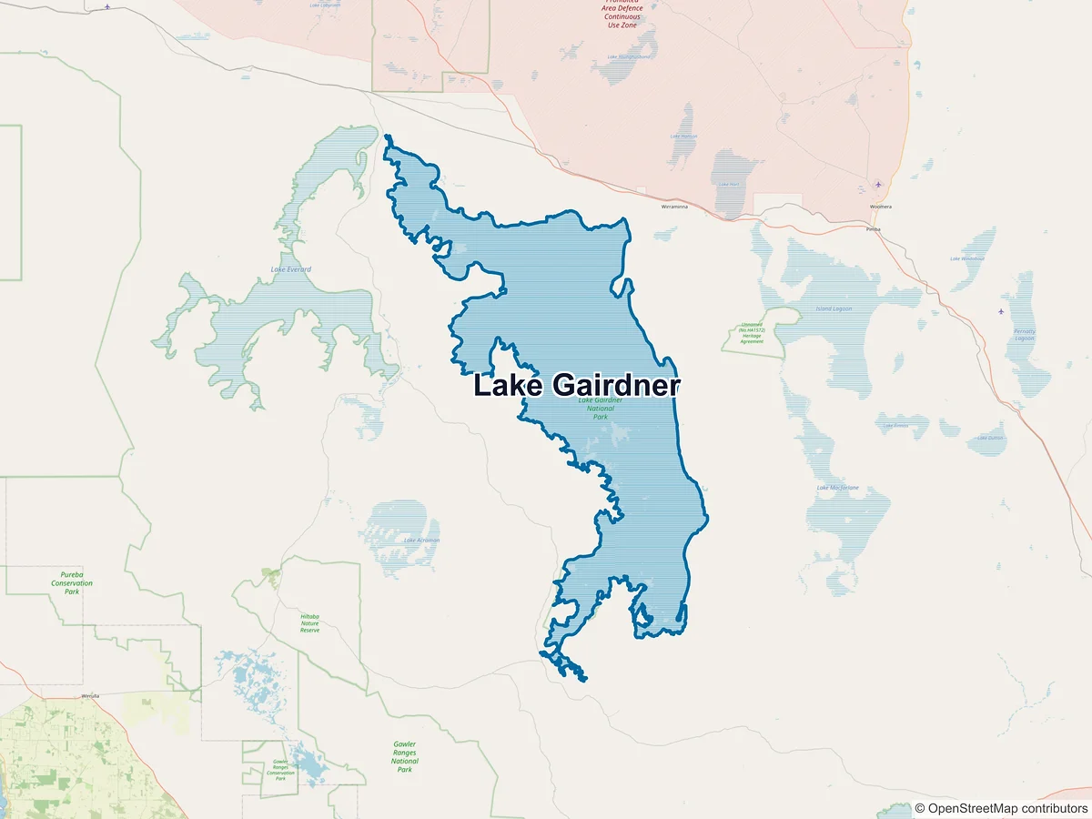 Map of Lake Gairdner, SA, Australia