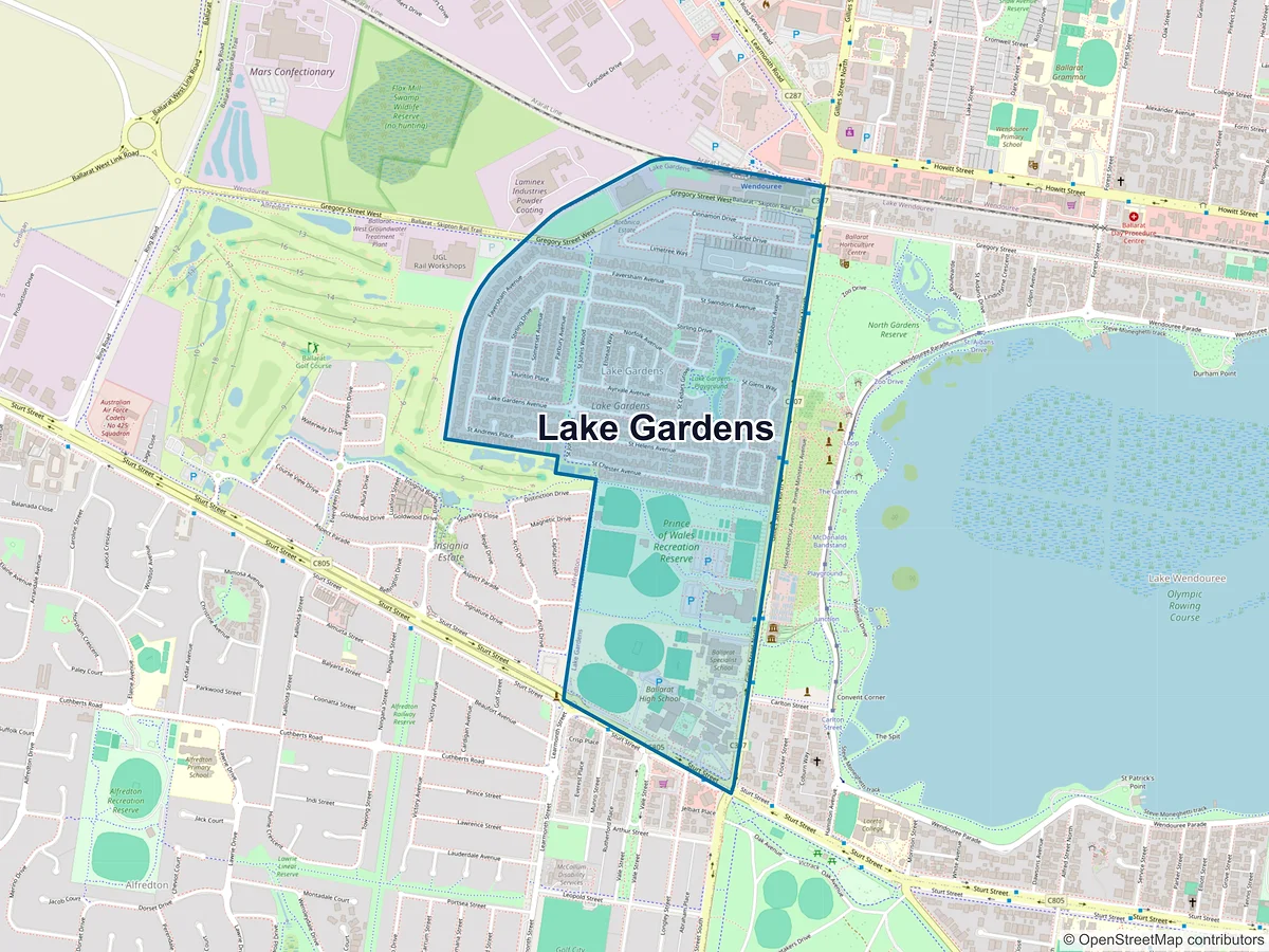 Map of Lake Gardens, VIC, Australia