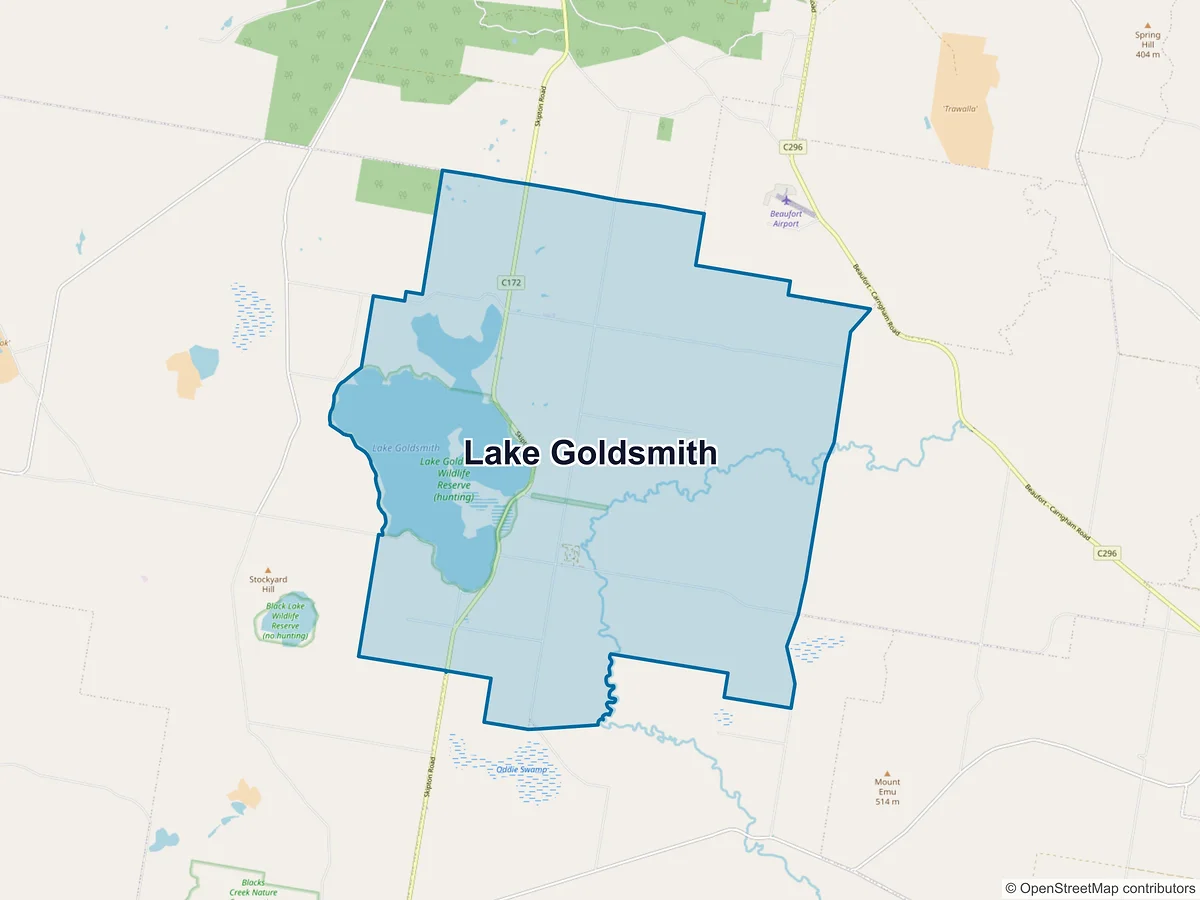 Map of Lake Goldsmith, VIC, Australia