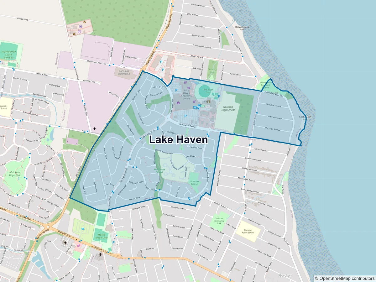 Map of Lake Haven, NSW, Australia