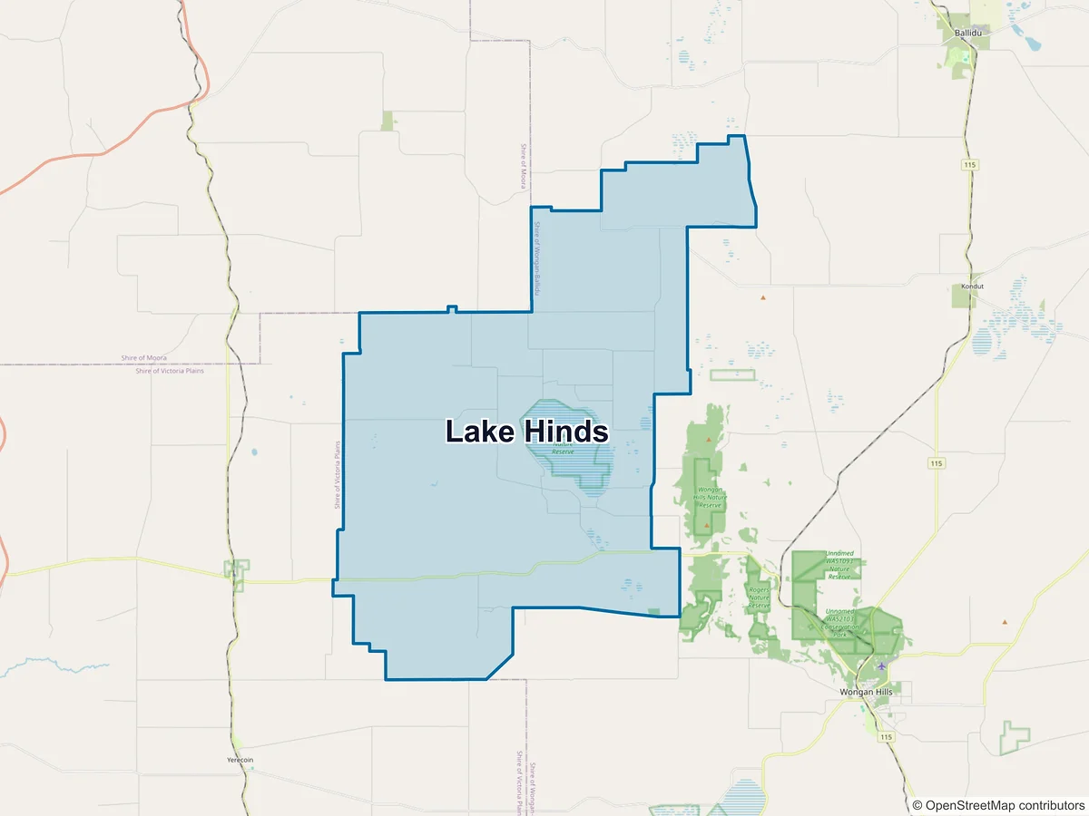 Map of Lake Hinds, WA, Australia
