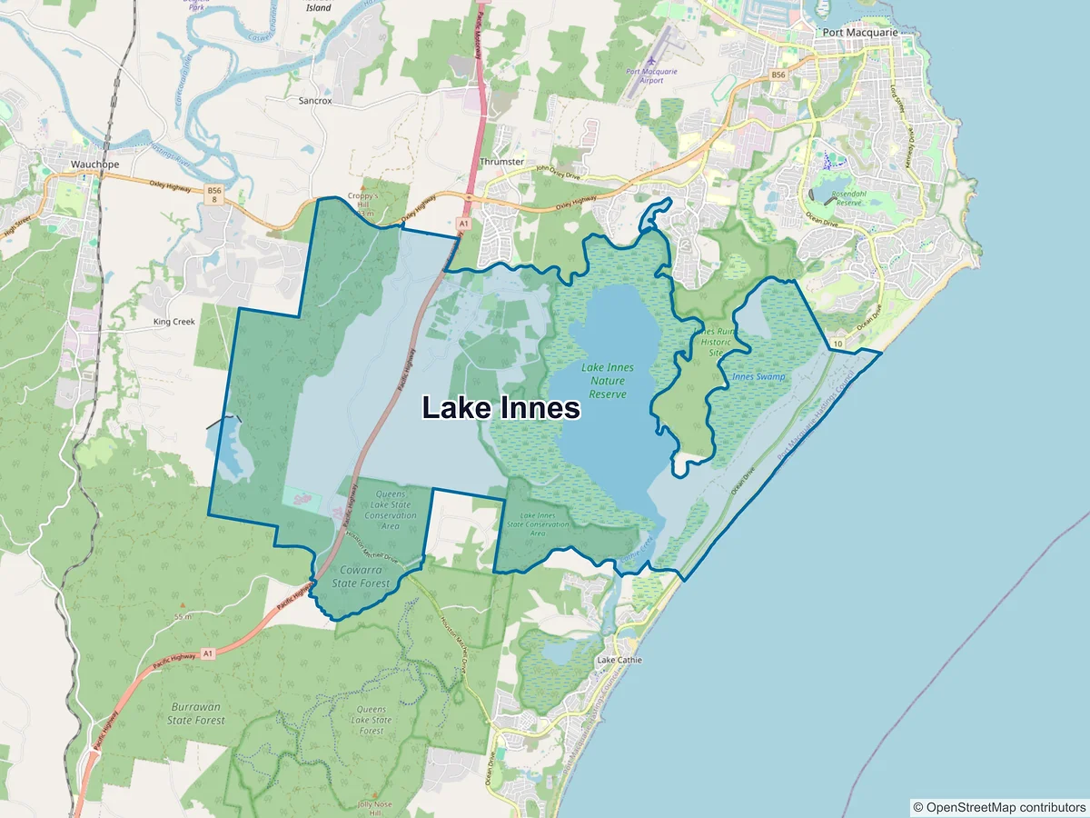Map of Lake Innes, NSW, Australia
