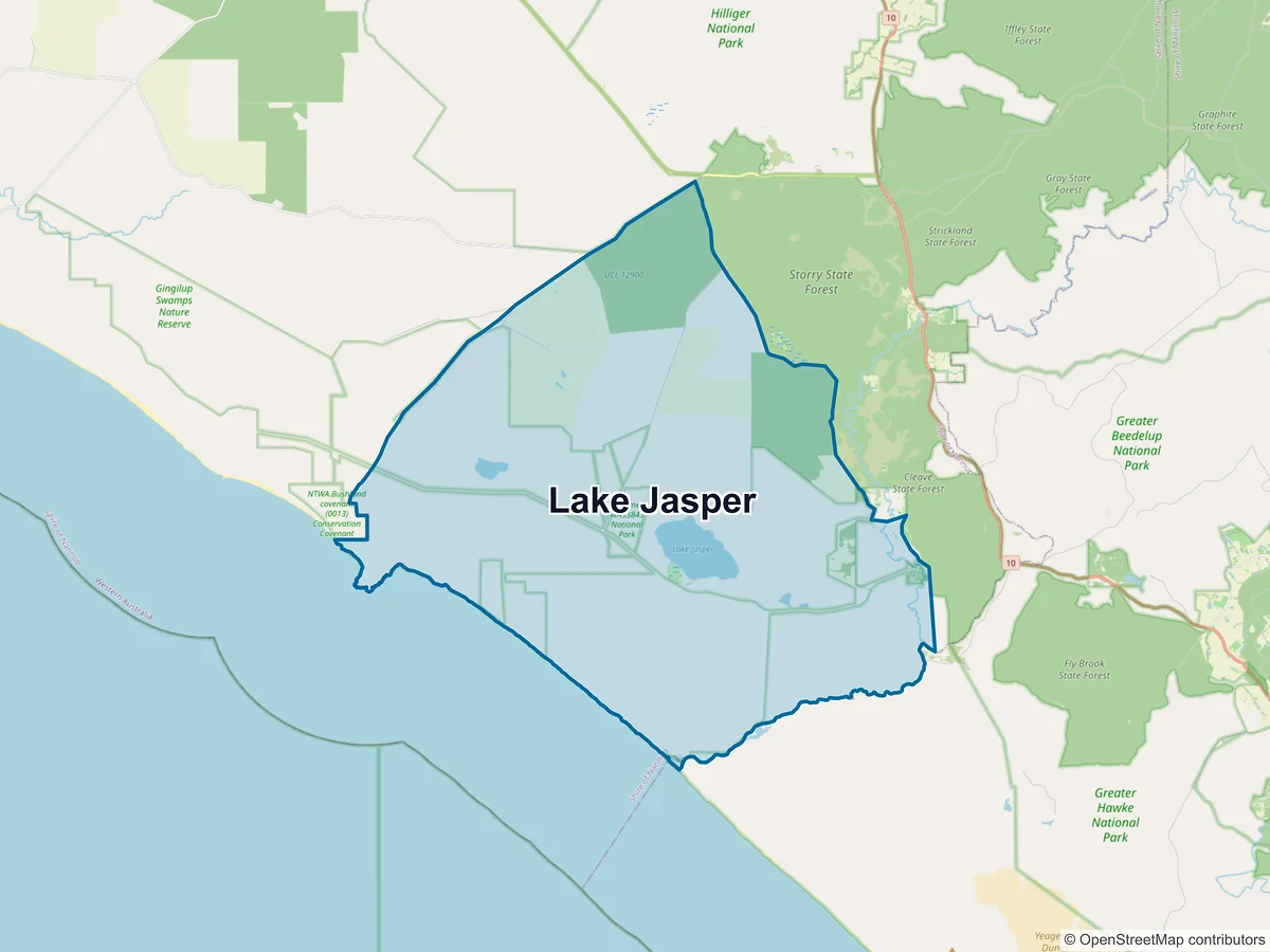 Map of Lake Jasper, WA, Australia