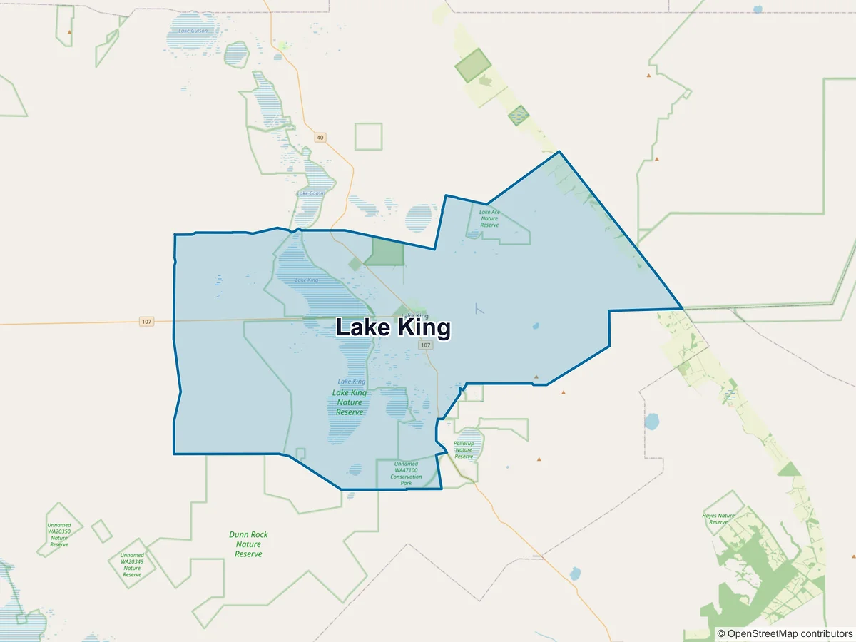 Map of Lake King, WA, Australia