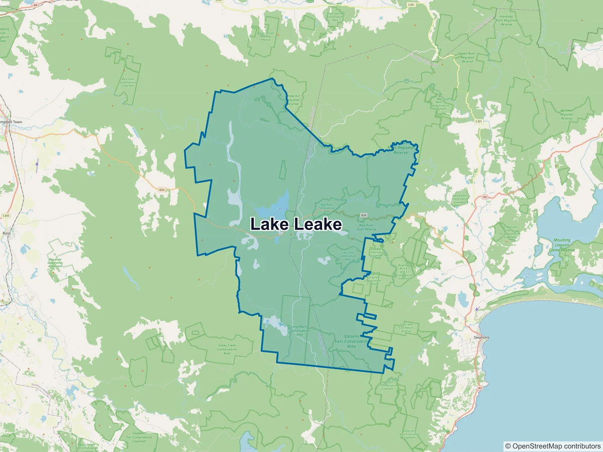 Map of Lake Leake, TAS, Australia