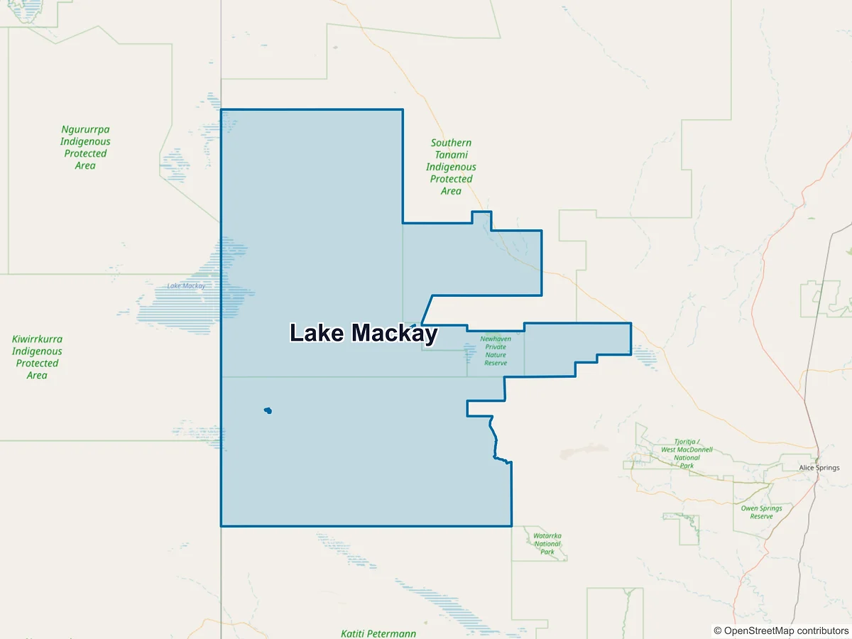Map of Lake Mackay, NT, Australia