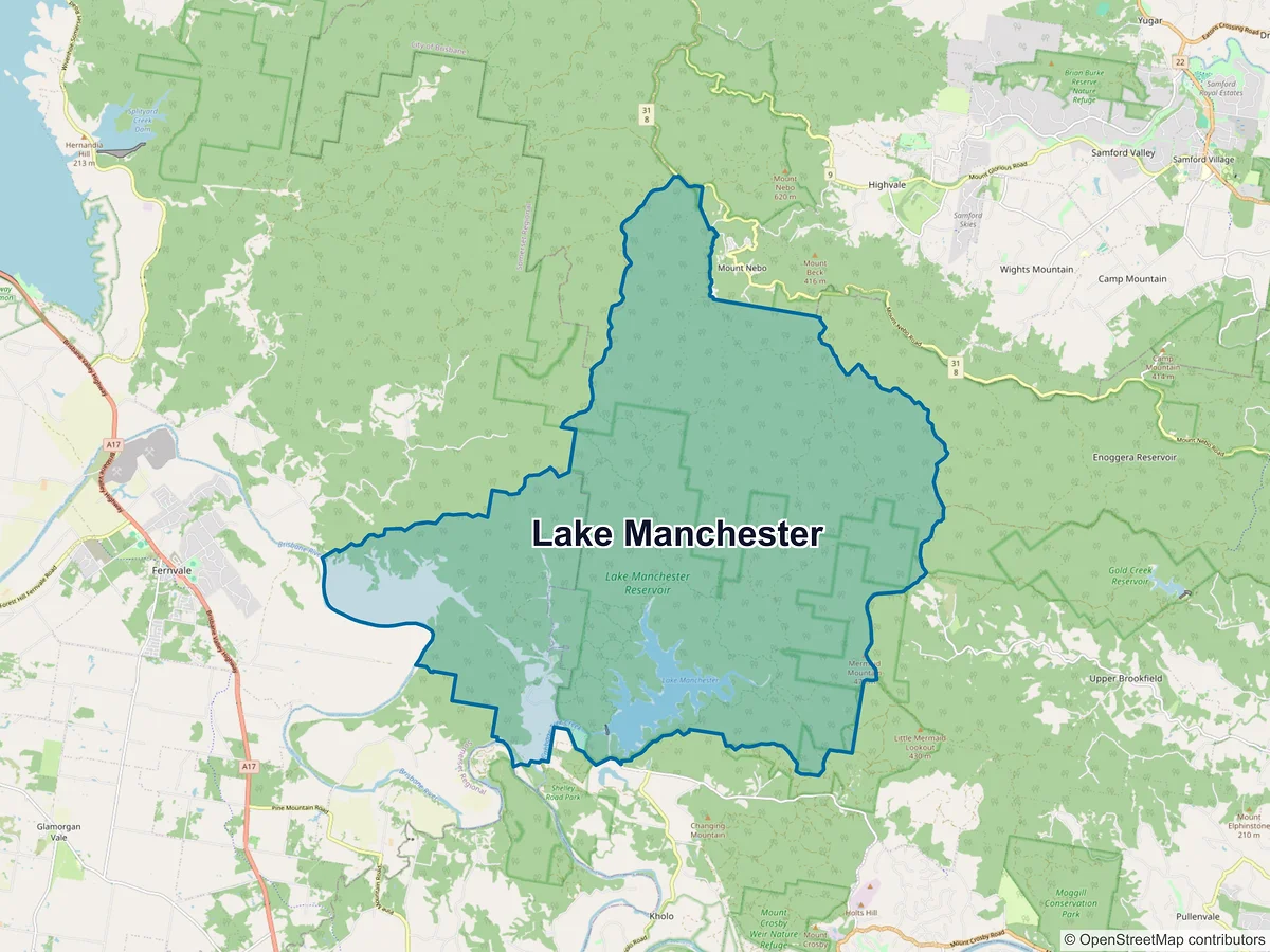 Map of Lake Manchester, QLD, Australia