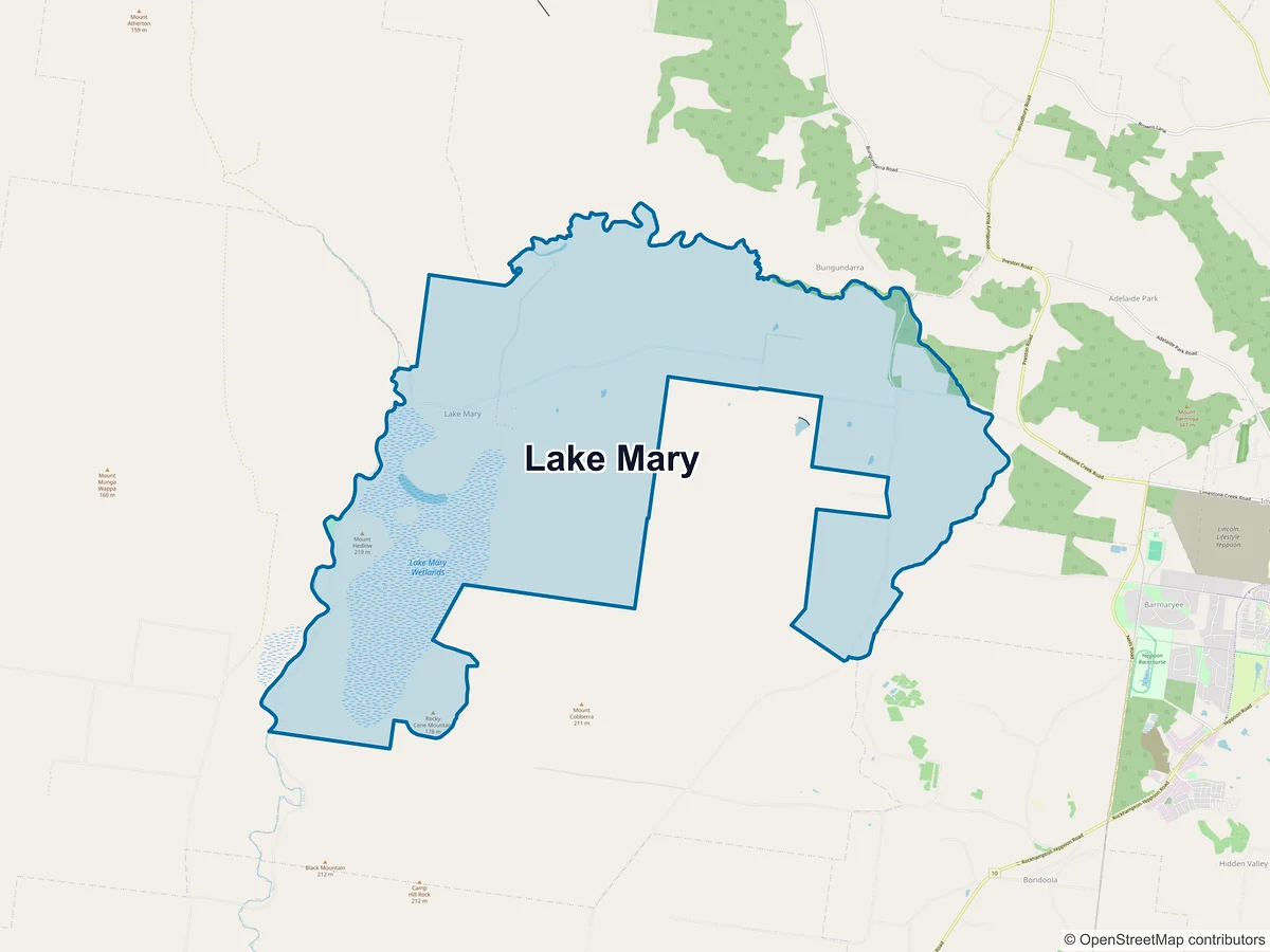Map of Lake Mary, QLD, Australia